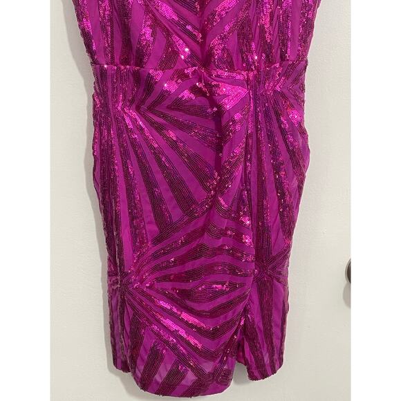 Lulus Mini Dress Medium Pink Sequins Bodycon Mermaid Swiftie Club Bling NWT - Picture 5 of 9